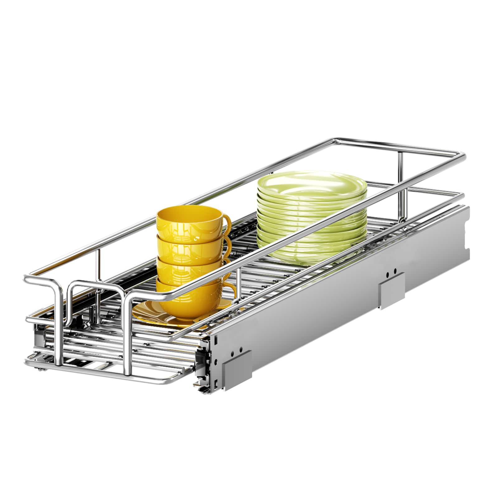LOVMOR - Pull Out Cabinet Organizer and Storage 5.5in W x 21.5in D Slide Out Shelves for Kitchen Cabinets - Silver