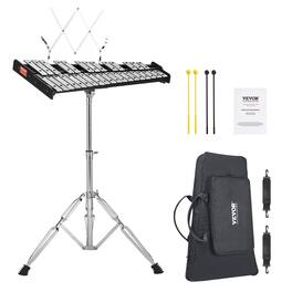 VEVOR - 32 Note Glockenspiel Xylophone Bell Kit, Professional Percussion Instrument Set with Mallets, Drum Sticks, Music Stand - Silver