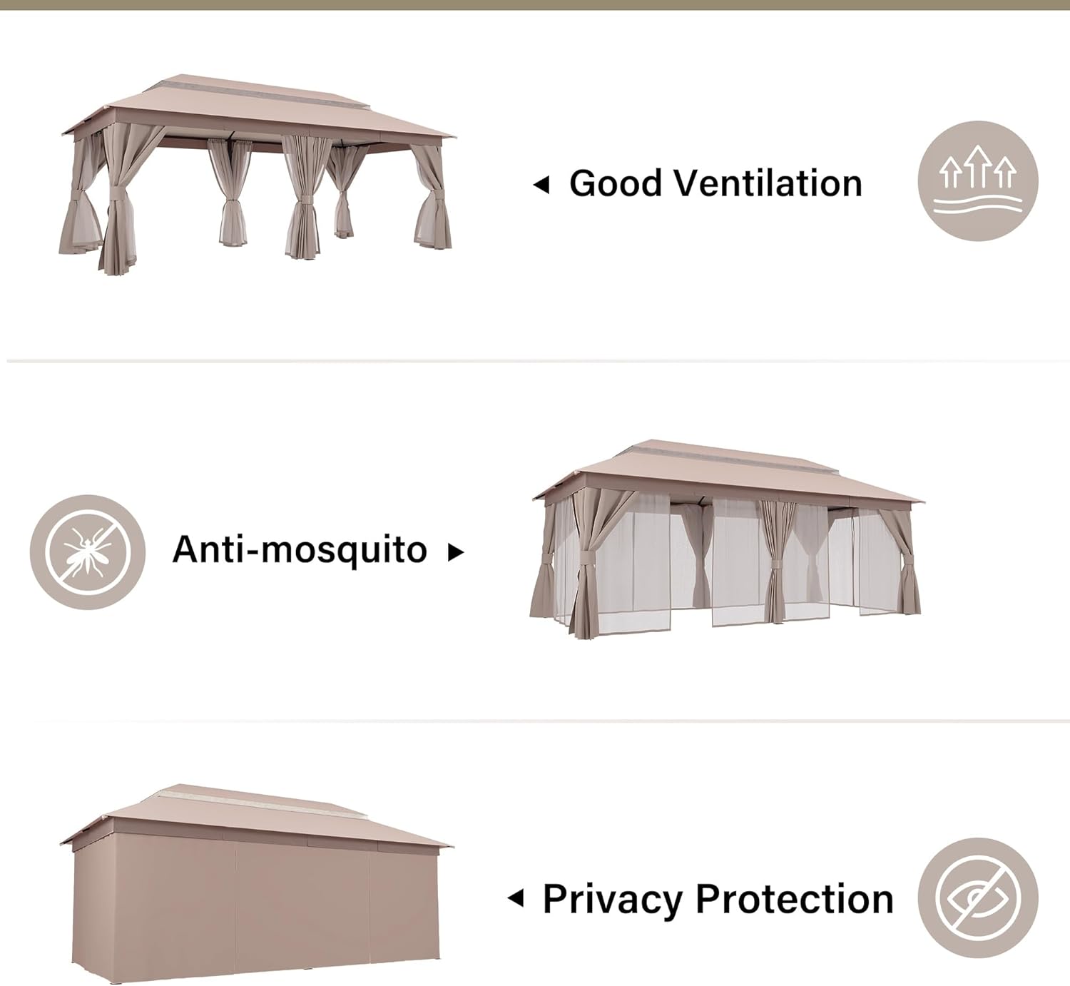 - Good Ventilation
- Anti-mosquito
- Privacy Protection