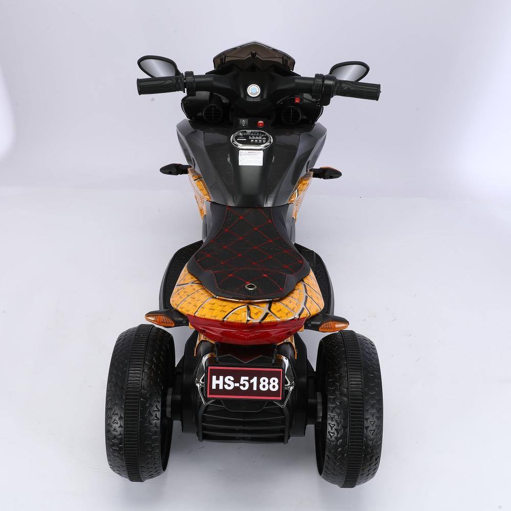 Alt View 1. BreeBe - 12V Kids Ride On Motorcycle, 3-Wheel Battery Powered Motorbike with PU Seat, Training Wheels, Manual Throttle & Lights - Yellow.