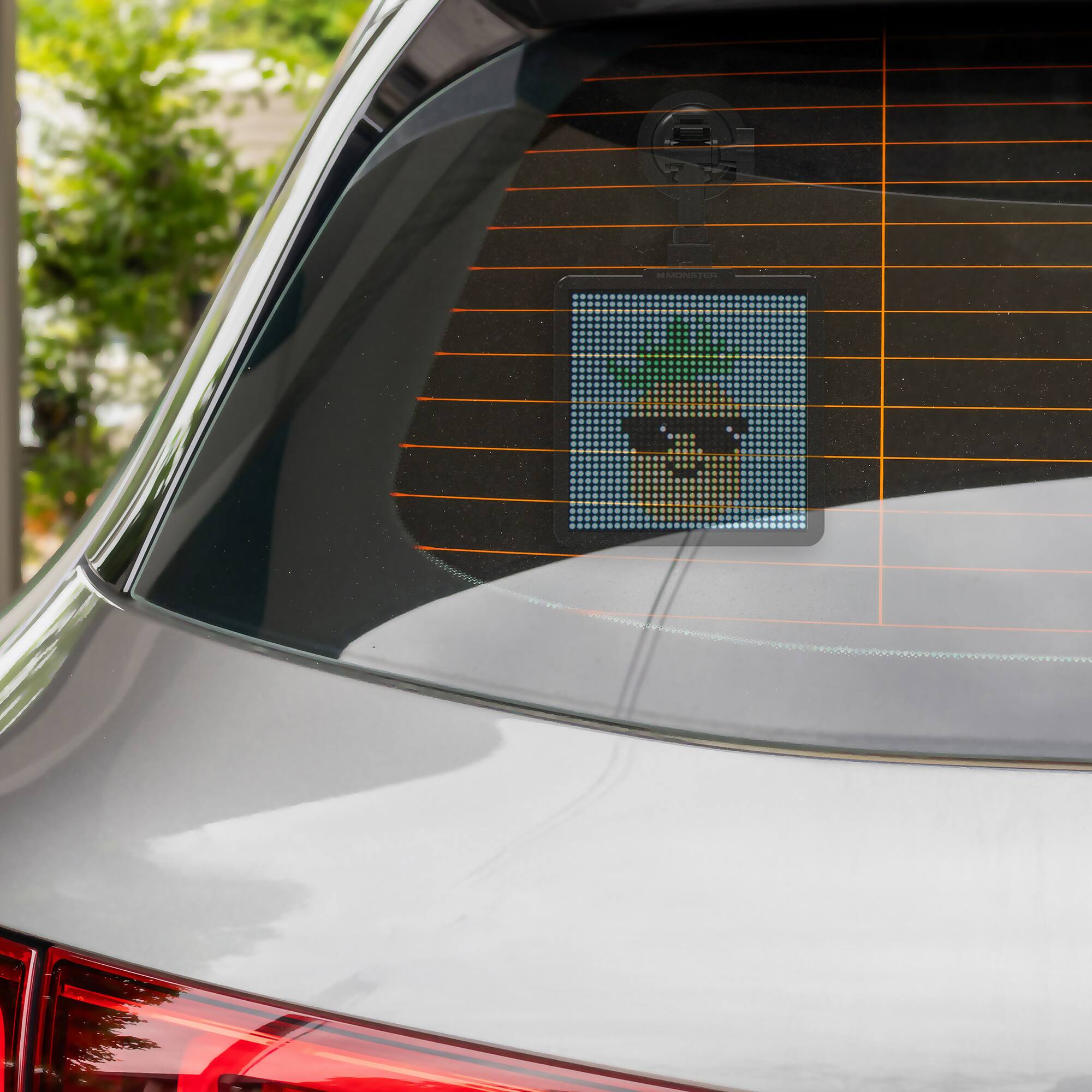 Angle. Monster - Monster Smart Pixel Display Screen for Cars, App Controlled Custom LED Text Pattern & Animation Screen - Black.