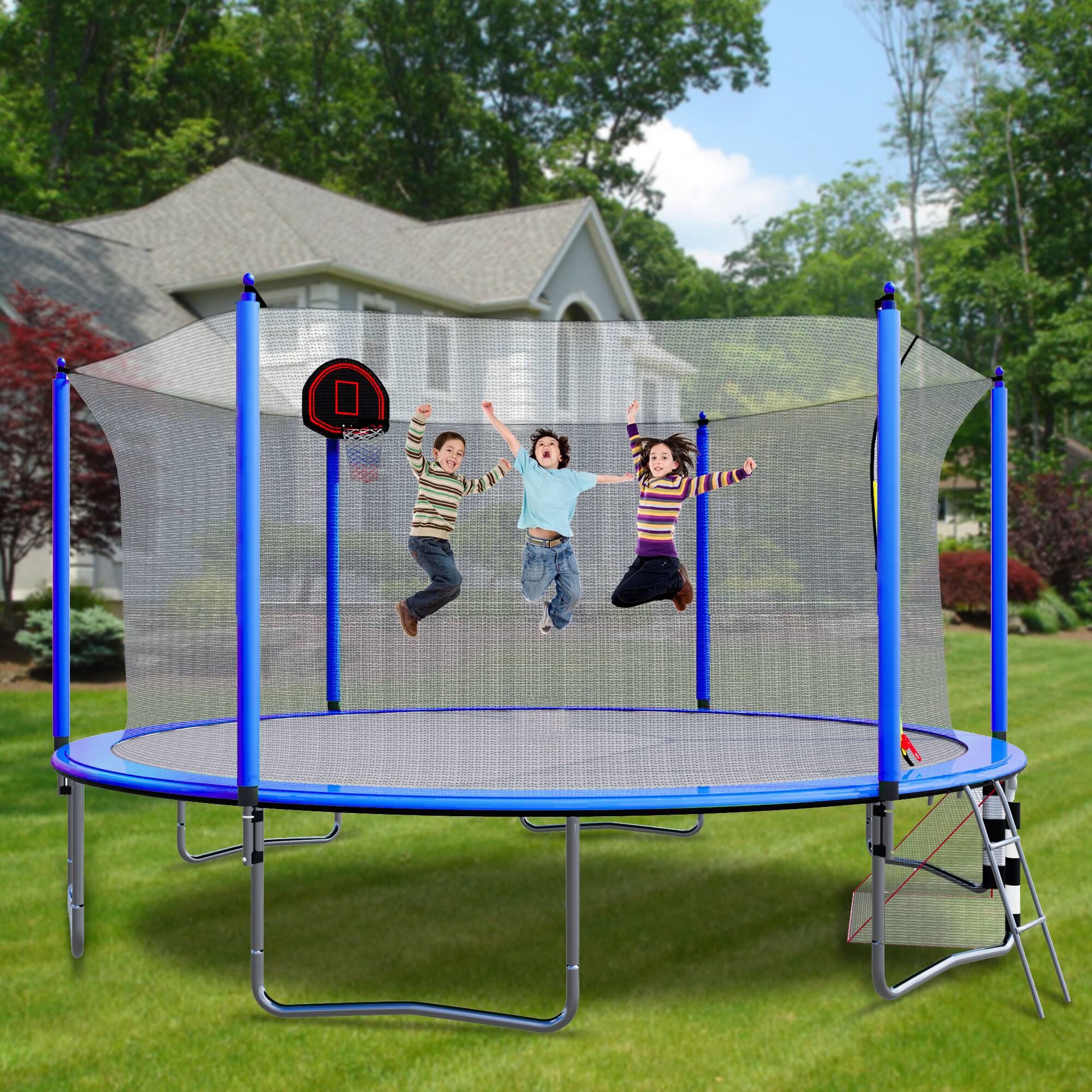 Alt View 6. LOVMOR - Lovmor 16 FT Trampoline with Basketball Hoop and Ladder Recreational Trampoline for Adults.