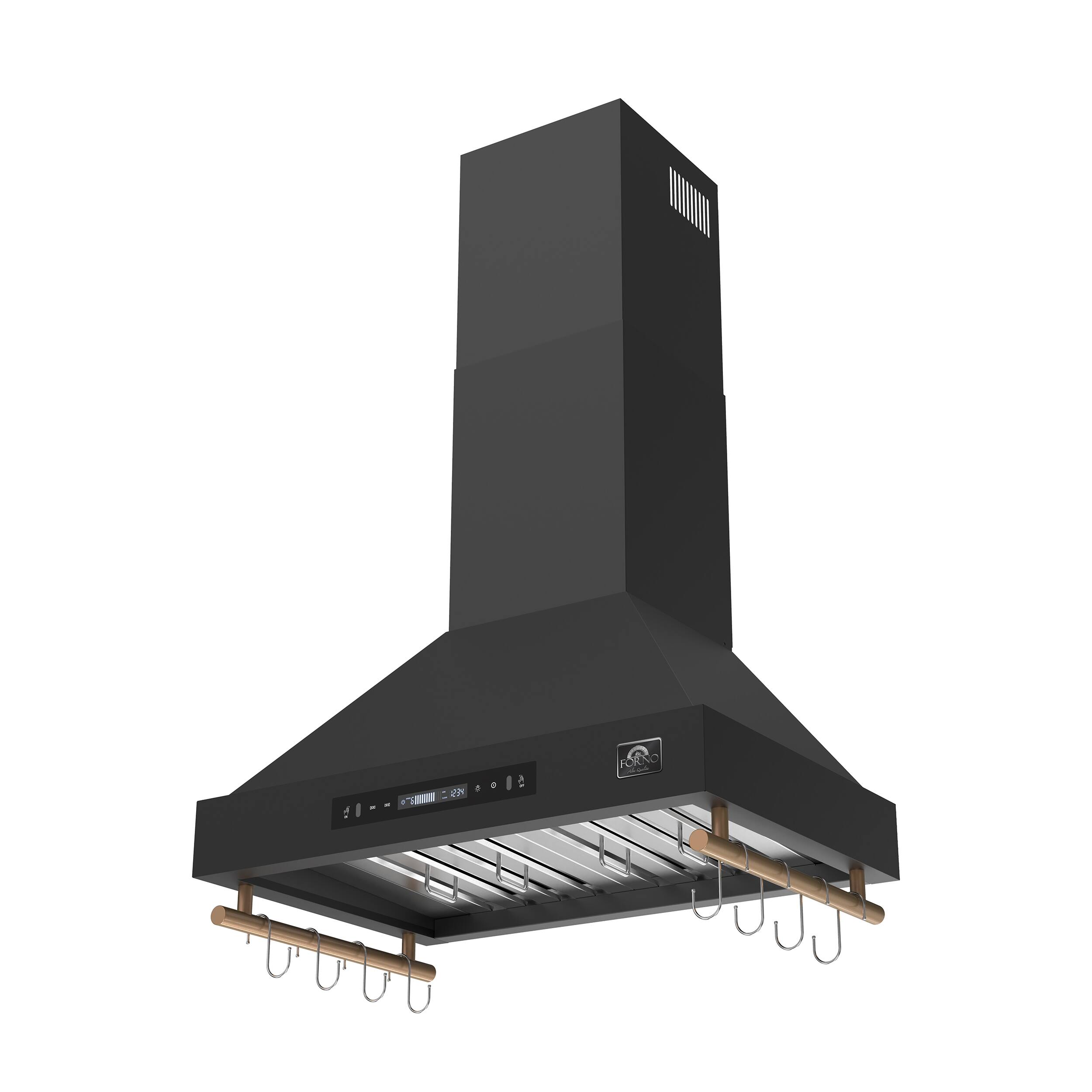 Angle. Forno Appliances - Venezia 30" Wall-Mounted Range Hood with Touch Controls and Baffle Filters - Black.