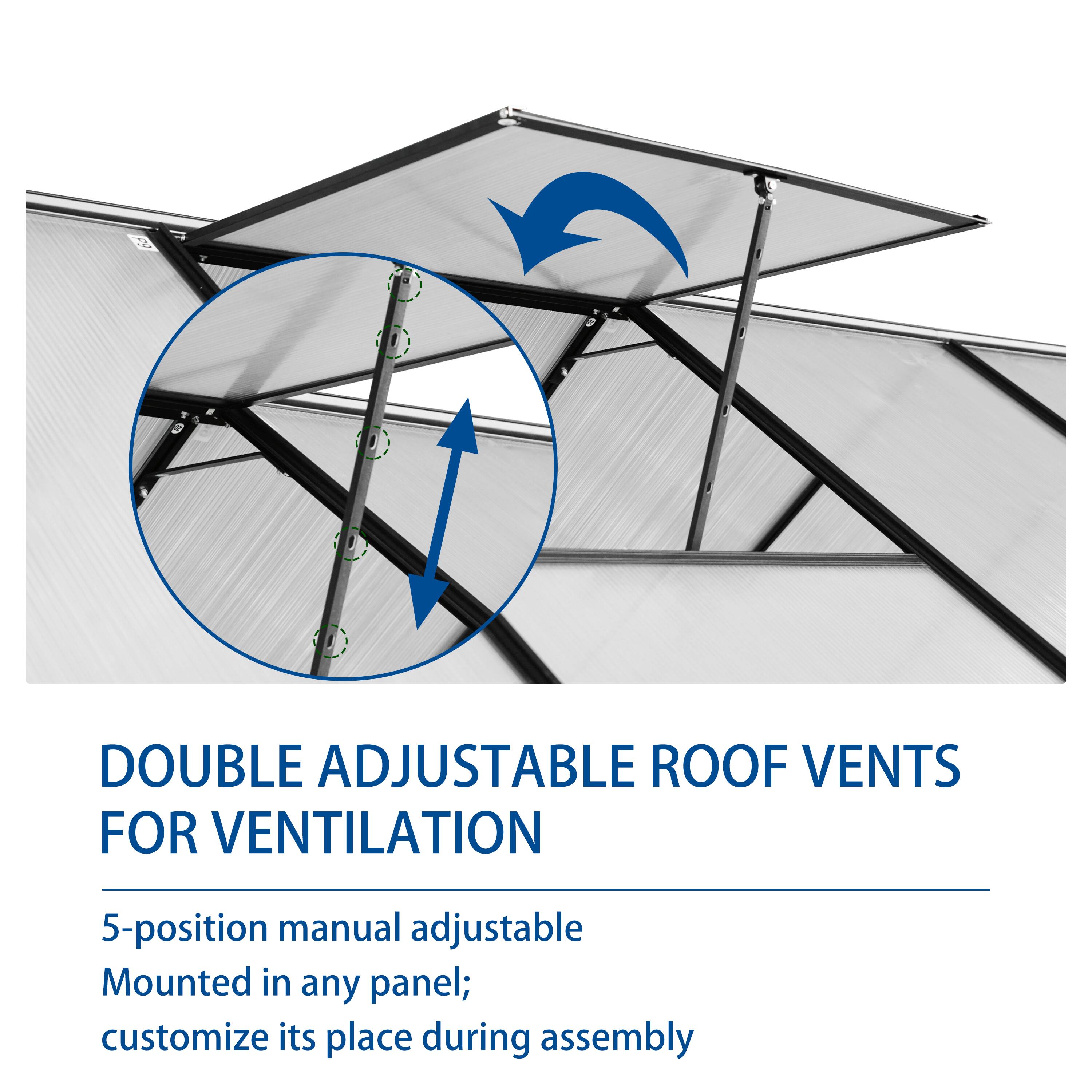 DOUBLE ADJUSTABLE ROOF VENTS FOR VENTILATION

5-position manual adjustable  
Mounted in any panel; customize its place during assembly