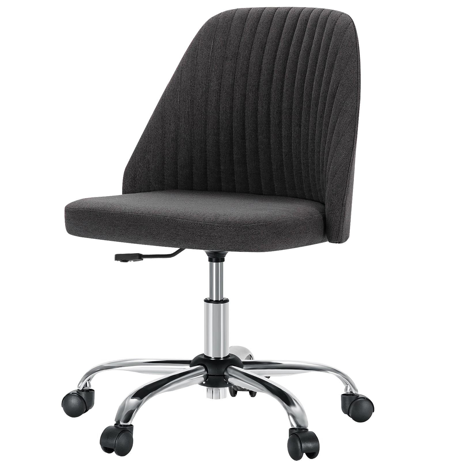 AENKYO - Armless Office Chair Swivel Office Task Chair Vantiy Chair with Wheels - Dark Gray