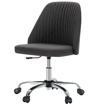 Front. AENKYO - Armless Office Chair Swivel Office Task Chair Vantiy Chair with Wheels - Dark Gray.