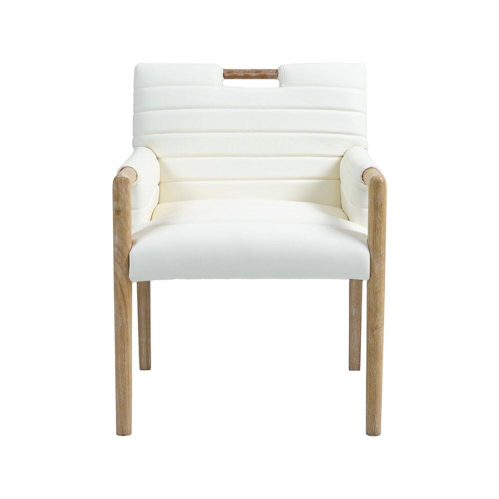 Alt View 2. Meridian Furniture - Aimee Cream Vegan Leather Dining Arm Chair - Beige.