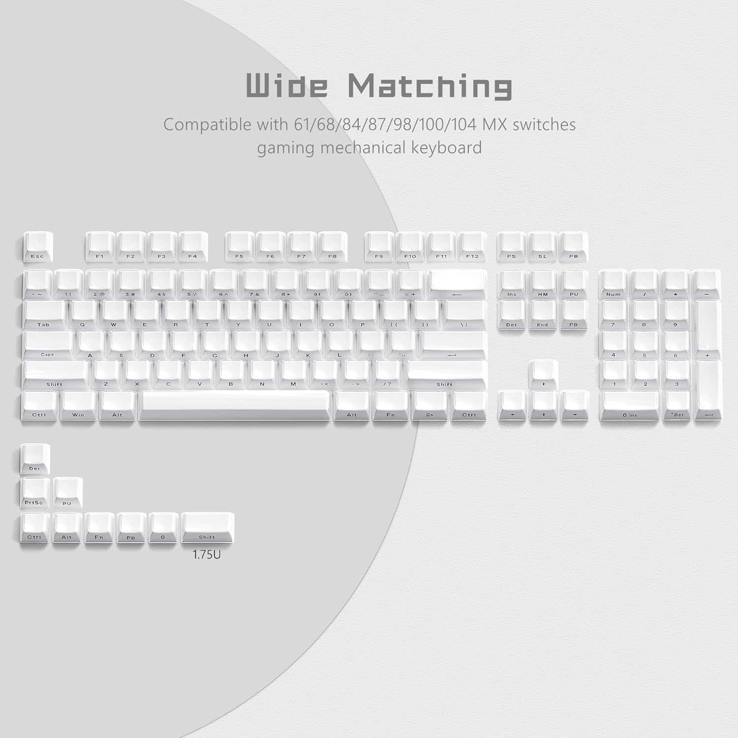 Womier - Lusterfly Jelly Keycaps,Side Printed Crystal Key caps OEM Profile for Cherry Gateron MX Switches Mechanical Keyboard - White