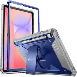Fintie - Shockproof Case for Samsung Galaxy Tab S10 Lite/S10 FE/S9 FE/S9, Tuatara Rugged Hybrid Cover, Built-in Screen Protector - Navy