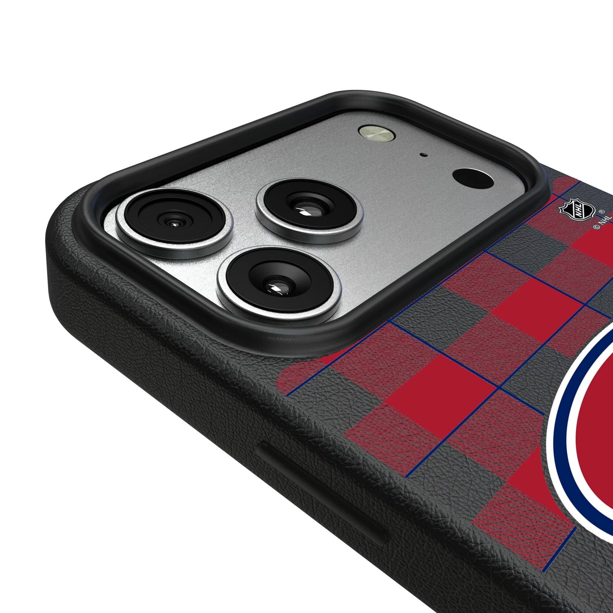 Alt View 2. Keyscaper - Montreal Canadiens Plaid iPhone Magnetic Bump Case - 16 Pro - Black.