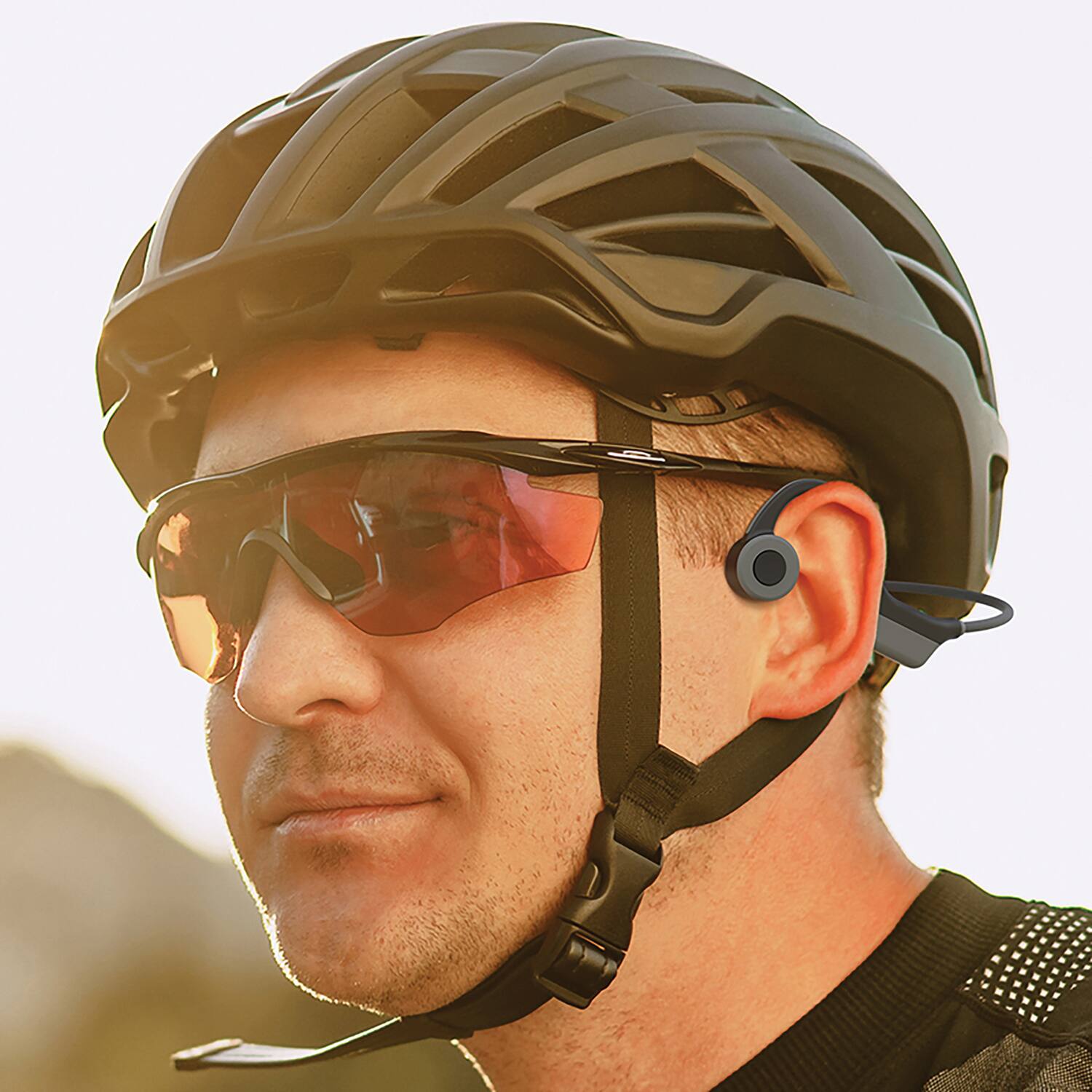 Left. OPN Sound - Dashlyte Bluetooth® Bone-Conduction LED-Neckband Headphones with Microphone, Black - Black.