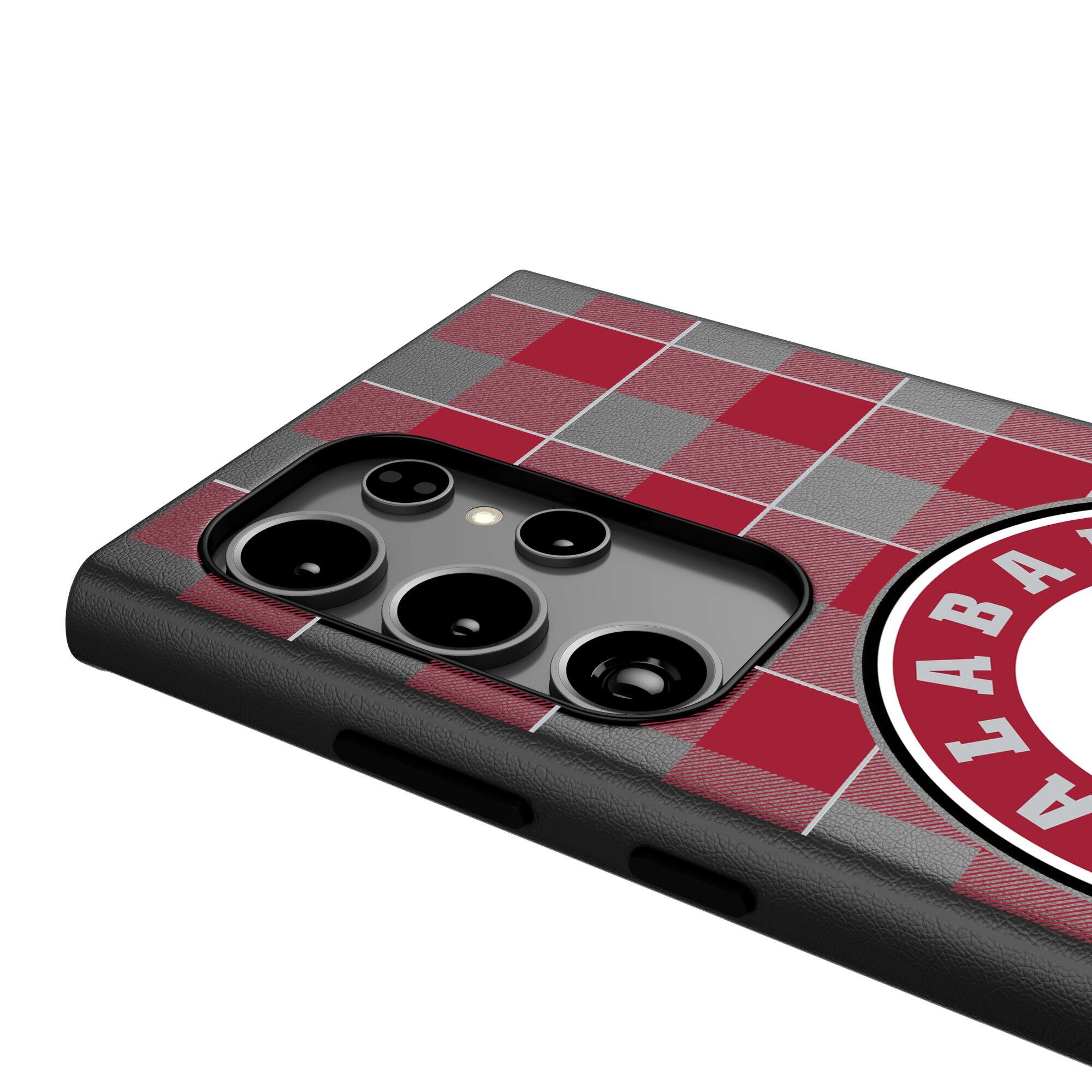 Alt View 3. Keyscaper - Alabama Crimson Tide Plaid Galaxy Magnetic Bump Case - S24 Ultra - Black.