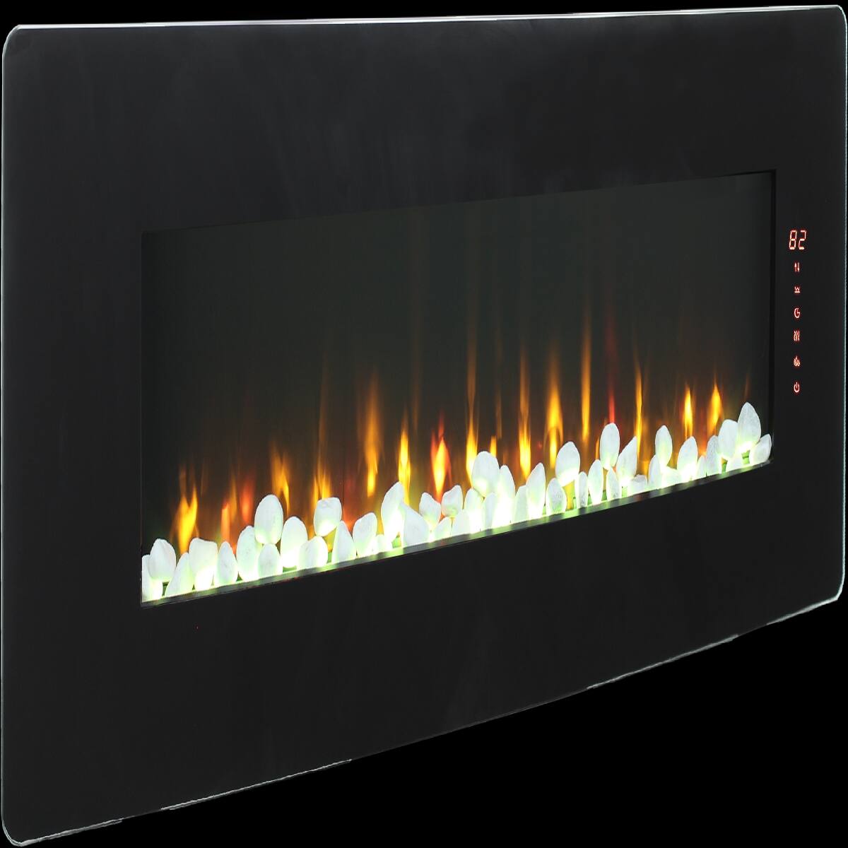 Alt View 6. Loheer - Loheer 48 inch curved electric fireplace Wall Mounted with Multi-Color Backlight - Antique Black.