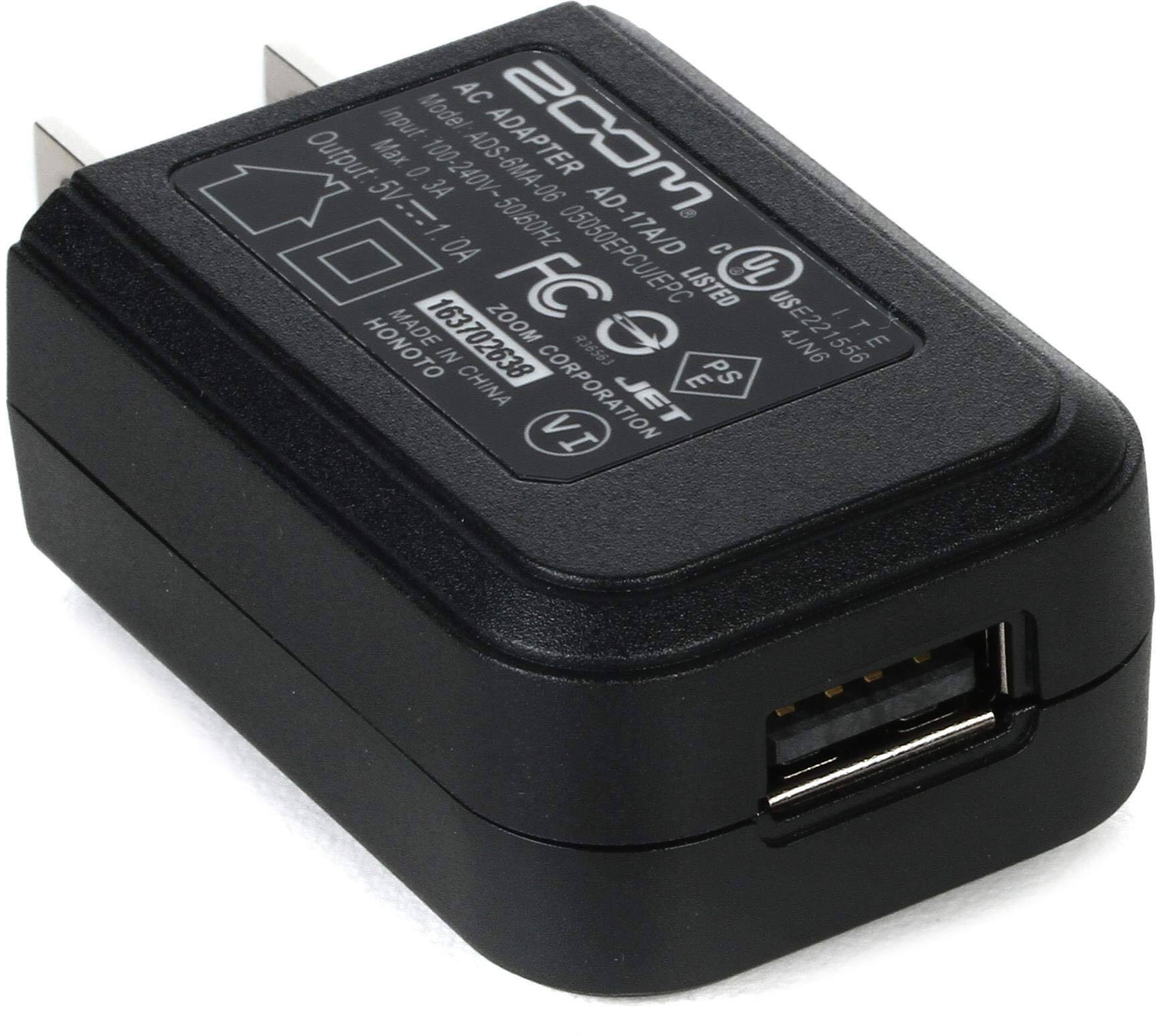 Model: AD-17AD  
AC ADAPTER 200M  
Input: 100-240V~ 50/60Hz 17A  
Output: 5V=1.5A  
FC LISTED  
ZOOM CORPORATION  
MADE IN CHINA  
HONOTO  
163702638  
JET VI
