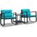 Left. Costway - 3PCS Patio Rattan Furniture Set Rocking Chairs Cushioned Conversation Set - Blue.