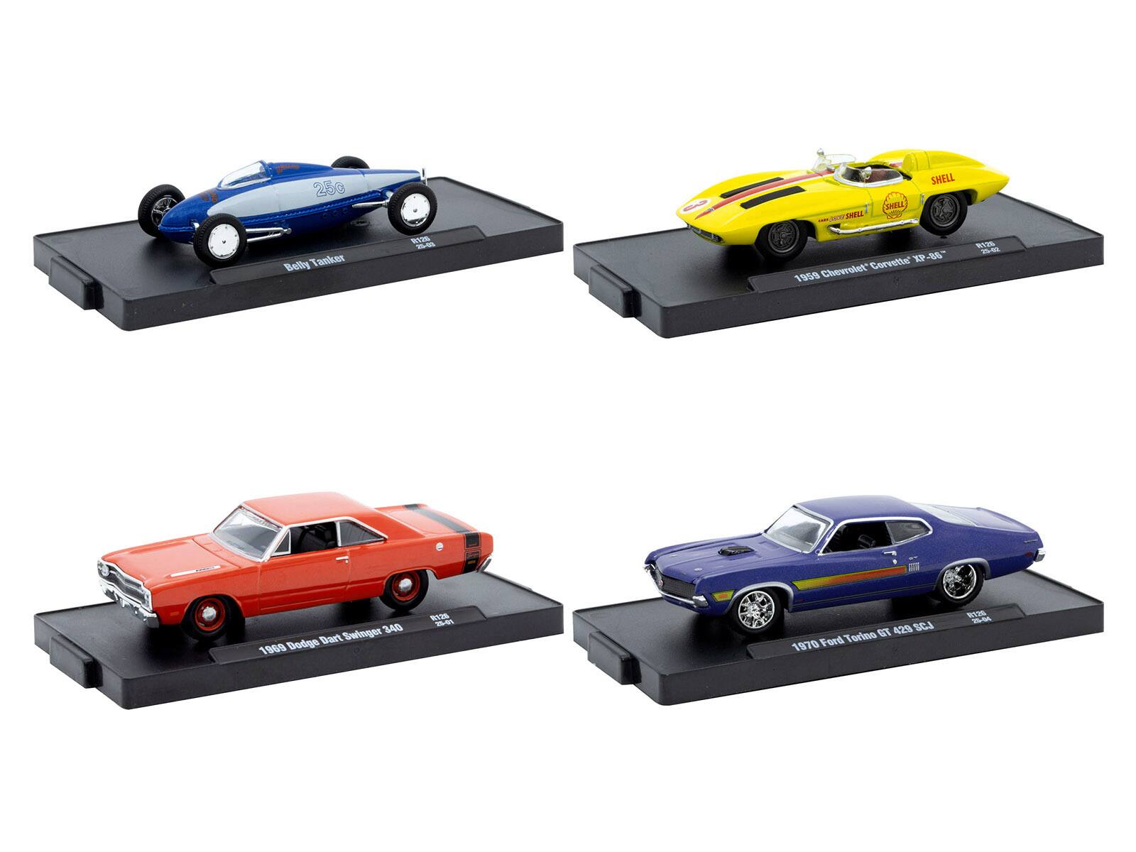 280 R HL SHELL Belly Tanker  
1959 Chevrolet Corvette XP-88  
1969 Dodge Dart Swinger 340  
1970 Ford Torino GT 429 SCJ