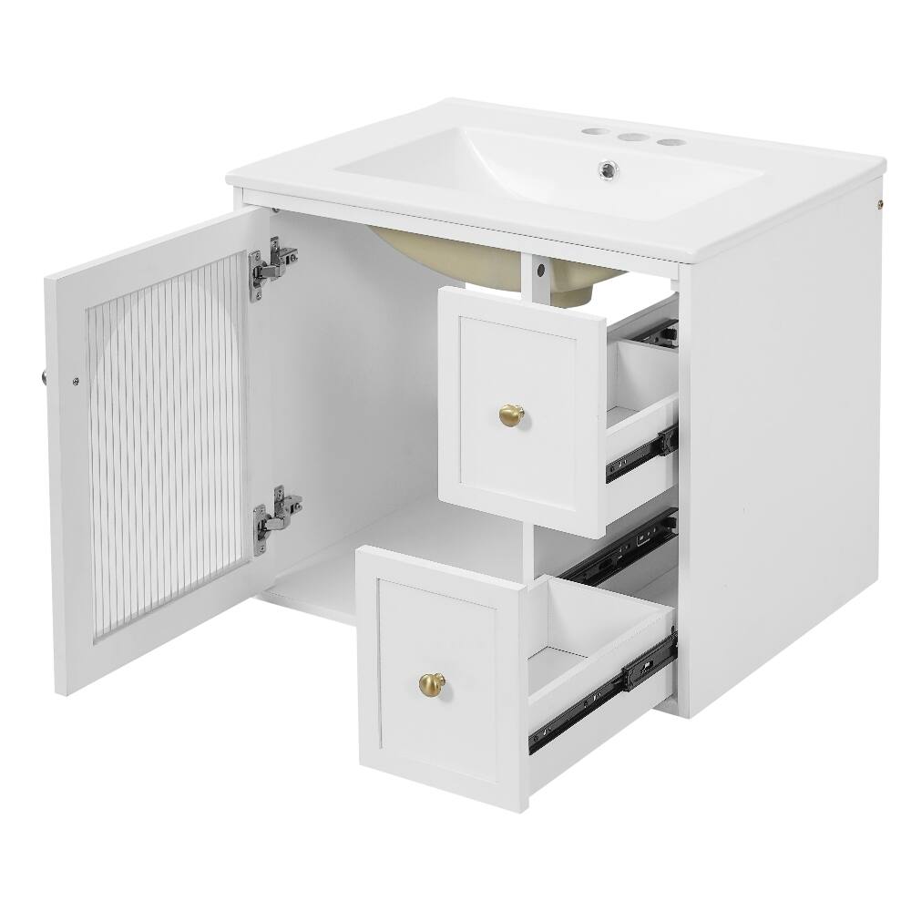 Alt View 7. Loheer - Loheer 24 inch wall mounted bathroom vanity White Floating Vanity with Sink for Small Space - White.