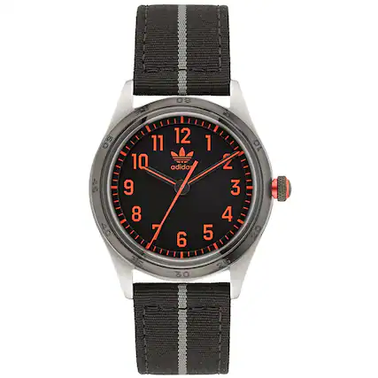 Front. adidas - Adidas Men's Originals Style Code Four Black Dial Watch - AOSY22522 - Black.