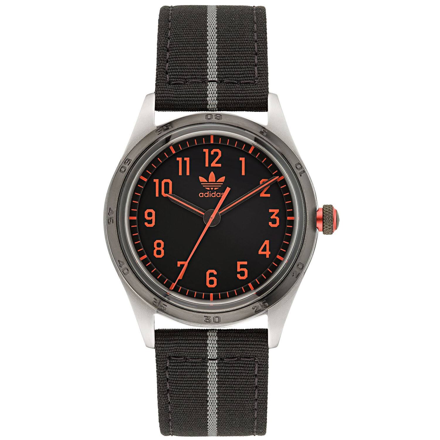 Front. adidas - Adidas Men's Originals Style Code Four Black Dial Watch - AOSY22522 - Black.