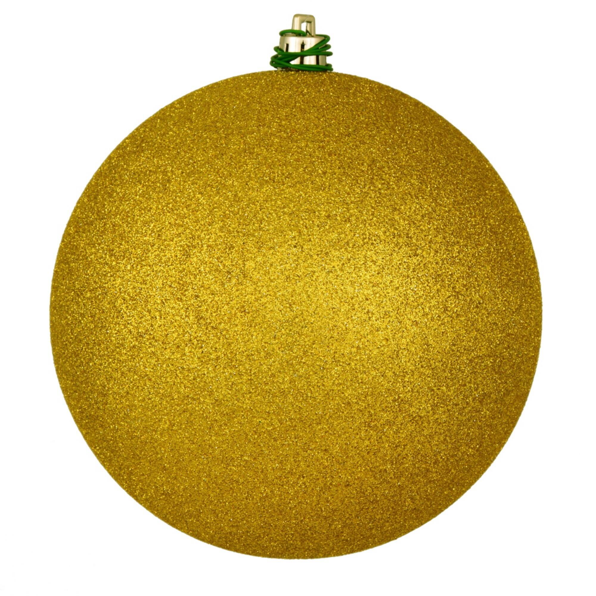 Front. Vickerman - 10" Medallion Glitter Ball Drilled - Medallion Gold.