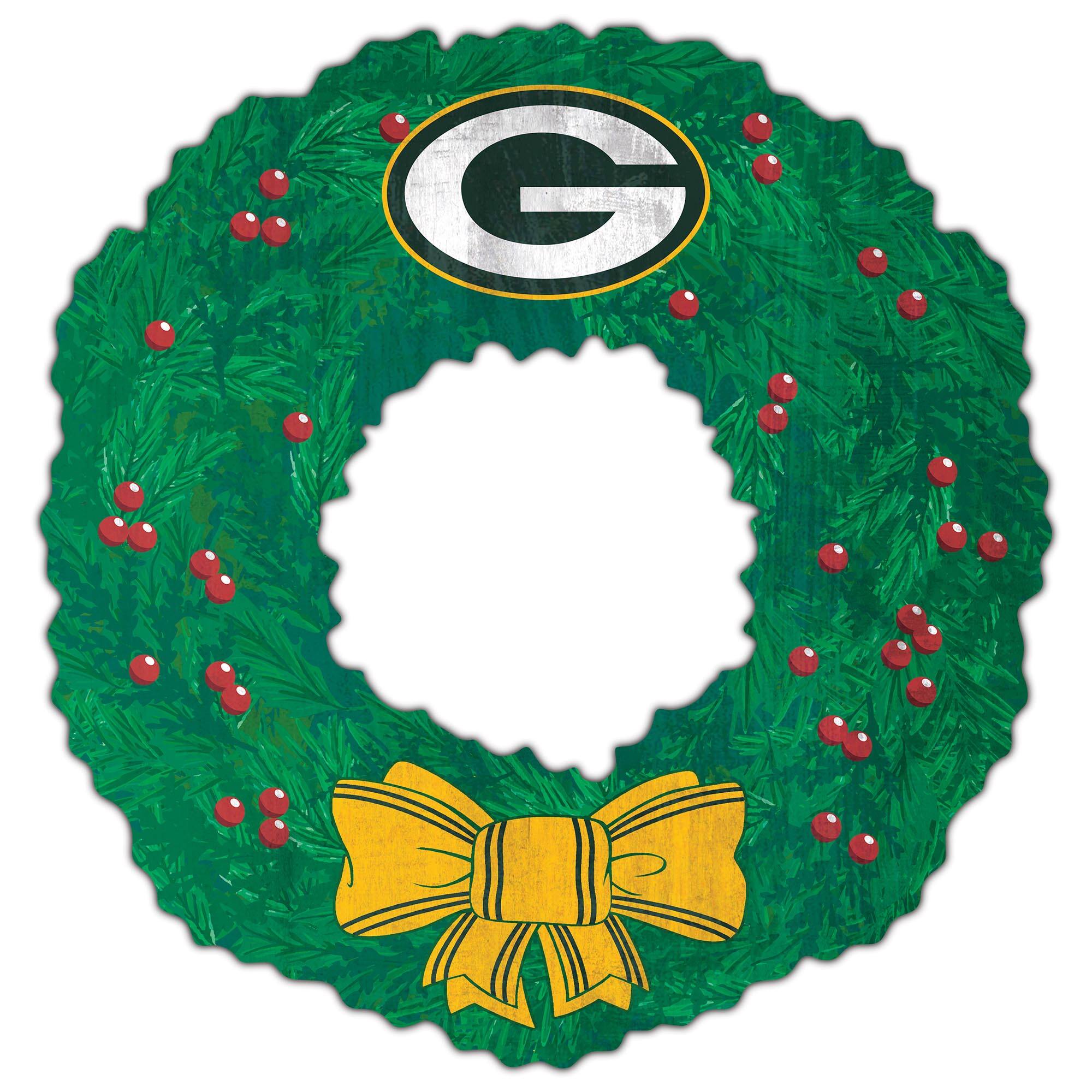 Front. Fan Creations - Green Bay Packers 16'' Team Wreath Sign - Green.