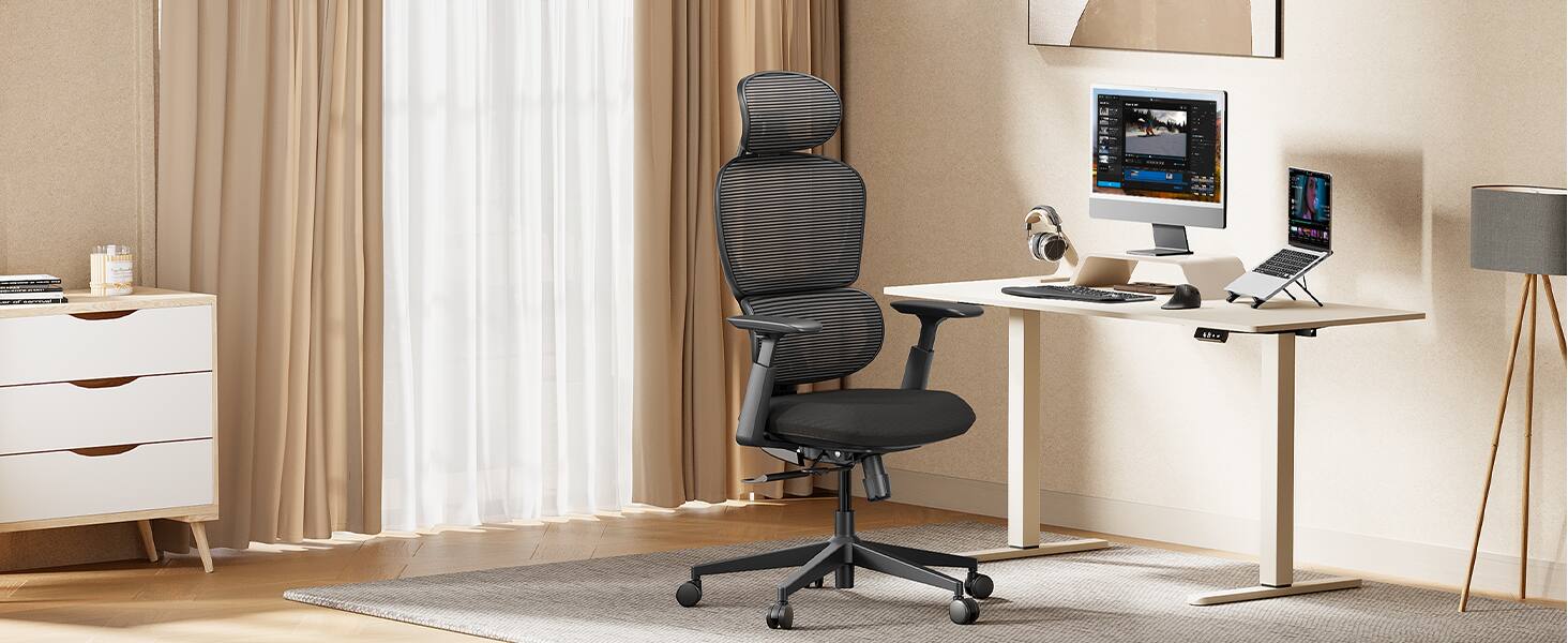 Alt View 8. ProtoArc - Ergonomic Office Chair with Height Adjustable Backrest EC300 - Black.