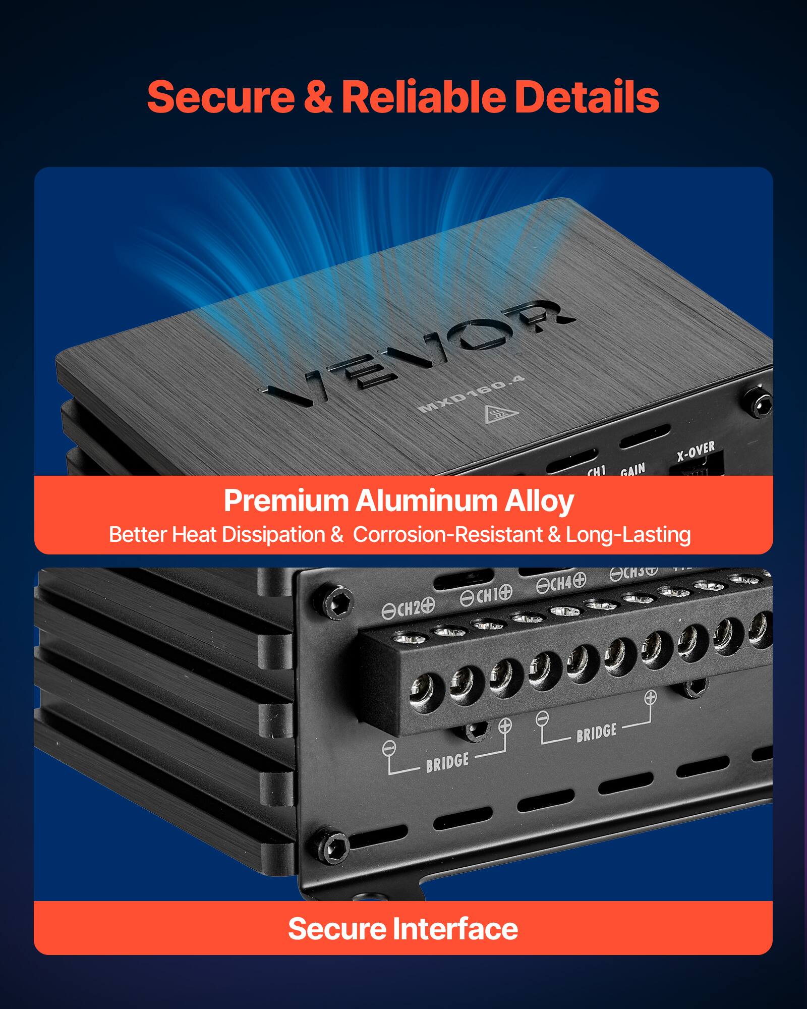 Secure & Reliable Details

Premium Aluminum Alloy  
Better Heat Dissipation & Corrosion-Resistant & Long-Lasting

Secure Interface