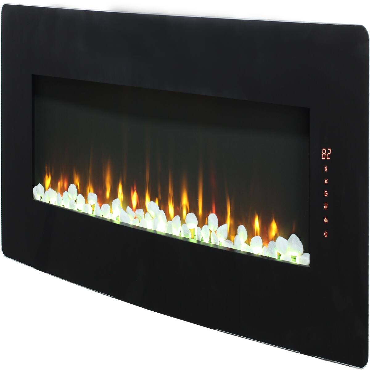 Alt View 3. Loheer - Loheer 48 inch curved electric fireplace Wall Mounted with Multi-Color Backlight - Antique Black.