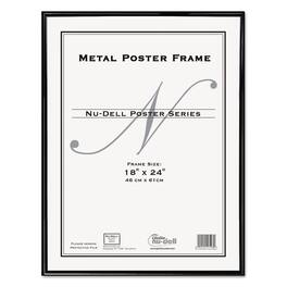 NuDell - Metal Poster Frames 18 x 24 Frame Size Wall Mountable Shatter Proof Round Edge Aluminum Plastic Brushed Black