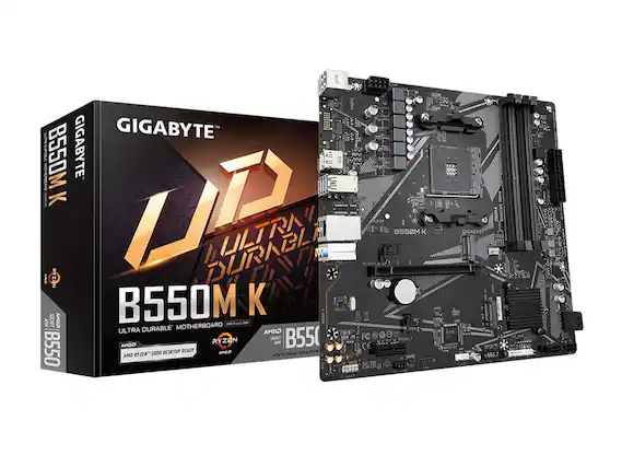 GIGABYTE B550M K
ULTRA DURABLE™ MOTHERBOARD
AMD RYZEN™ 5000 DESKTOP READY
SOCKET B550
AM4
PCIe 4.0 Ready
DDR4
ULTRA DURABLE™