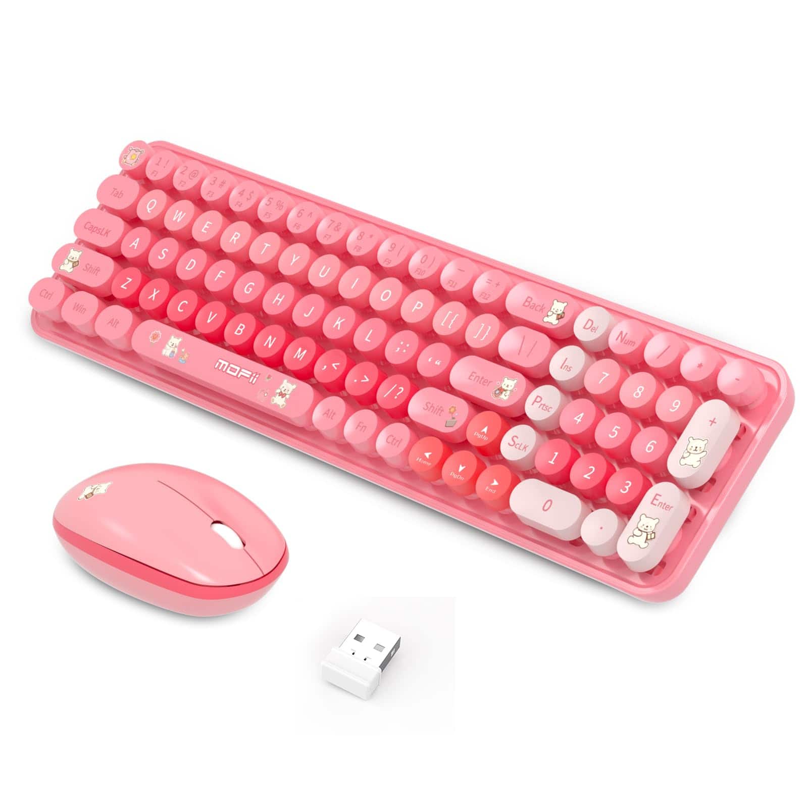 Live At Space - Wireless And Mouse Combo Compact Small Cute Colorfull For Computer Desktop Pc Laptop Surface 【Wireless Connection - Pink