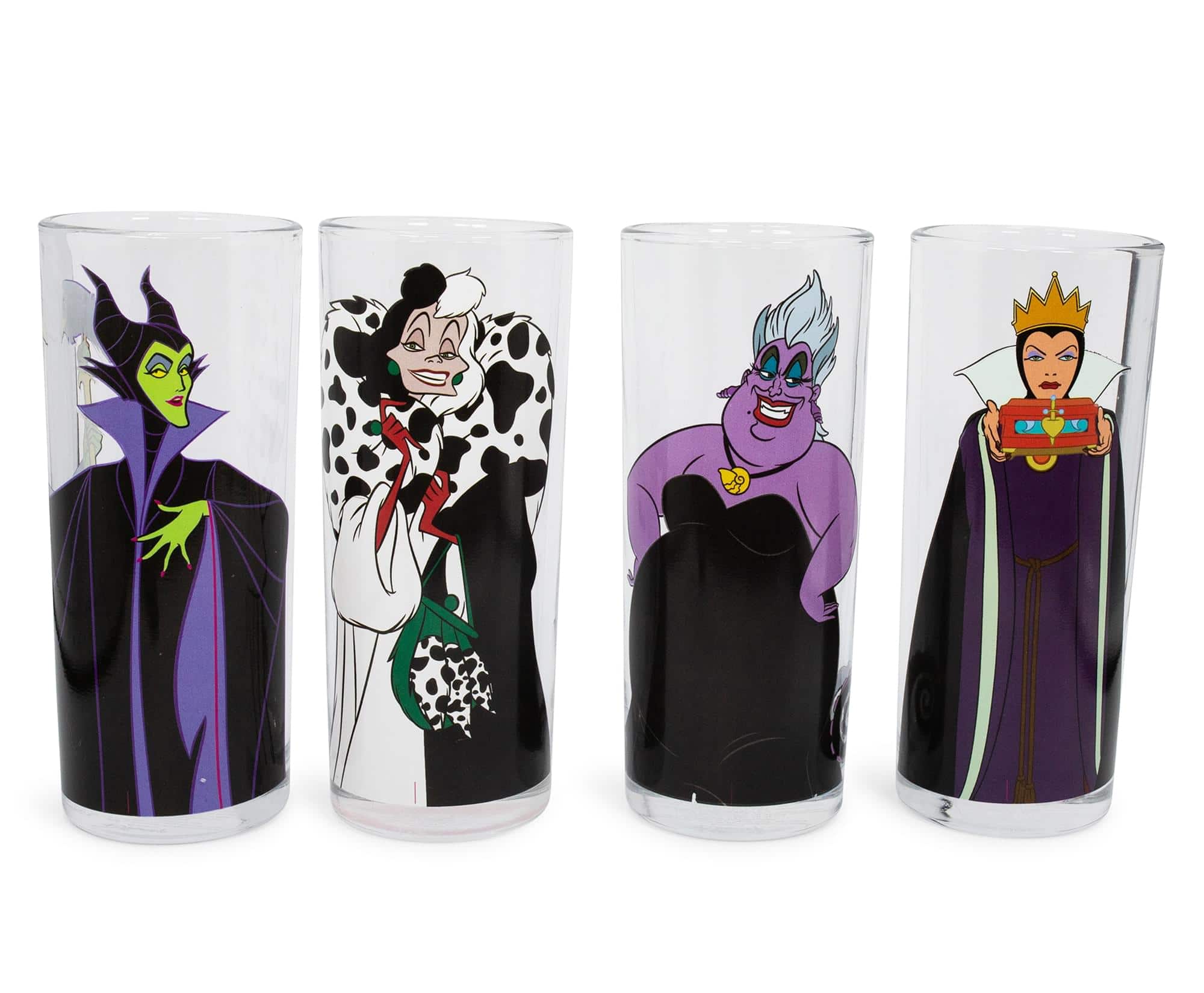 Silver Buffalo - Disney Villains 10-Ounce Tumbler Glasses | Set of 4 - Clear