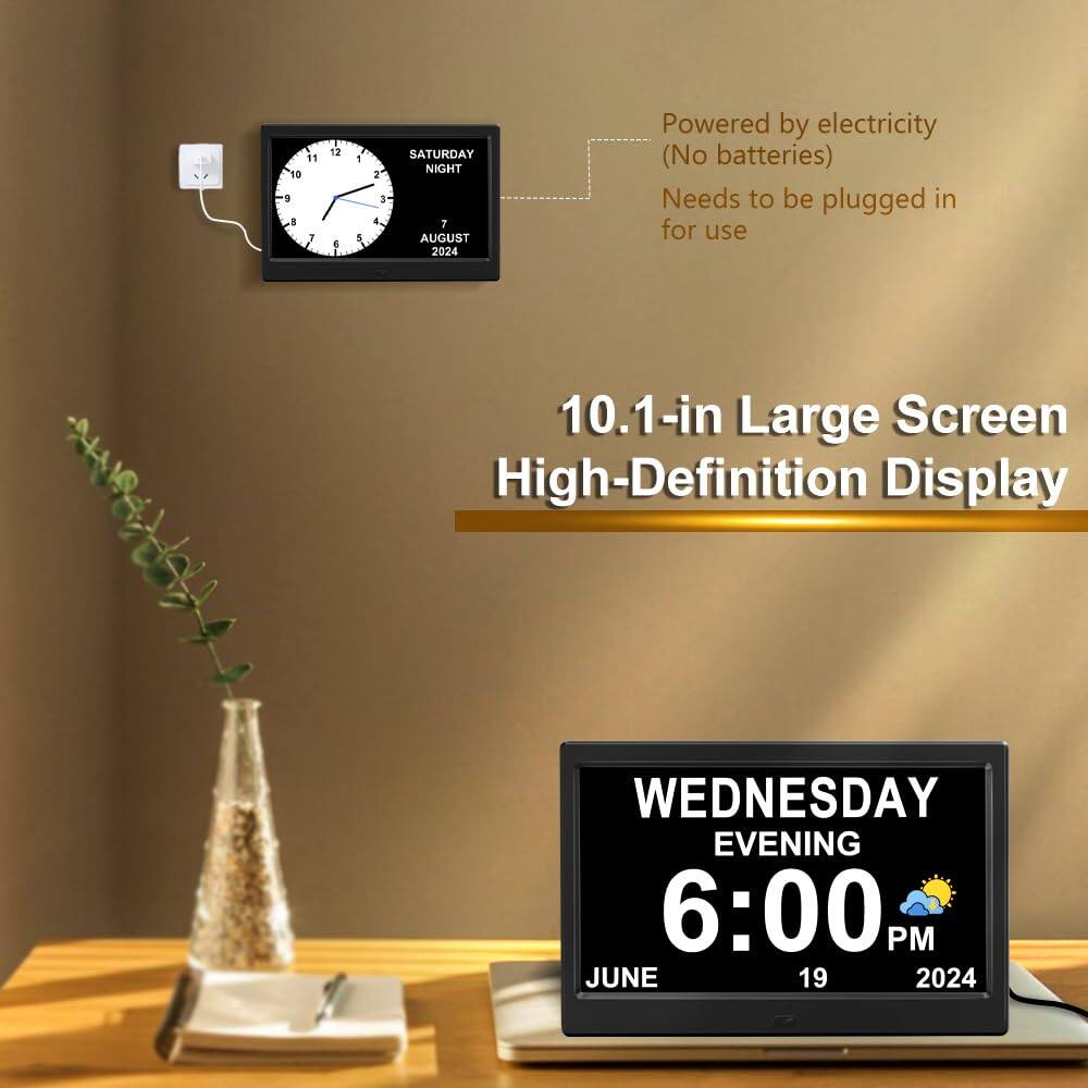 TO 9 8 11 7 12 4 1 5 2 3 4 SATURDAY NIGHT 7 AUGUST 2024

Powered by electricity (No batteries) Needs to be plugged in for use

10.1-in Large Screen High-Definition Display

WEDNESDAY EVENING 6:00 PM JUNE 19 2024