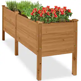 Best Choice Products - 72" x 24" x 30" Raised Garden Bed, Extra Deep 16" Depth, Elevated Wood Planter Stand - Acorn Brown
