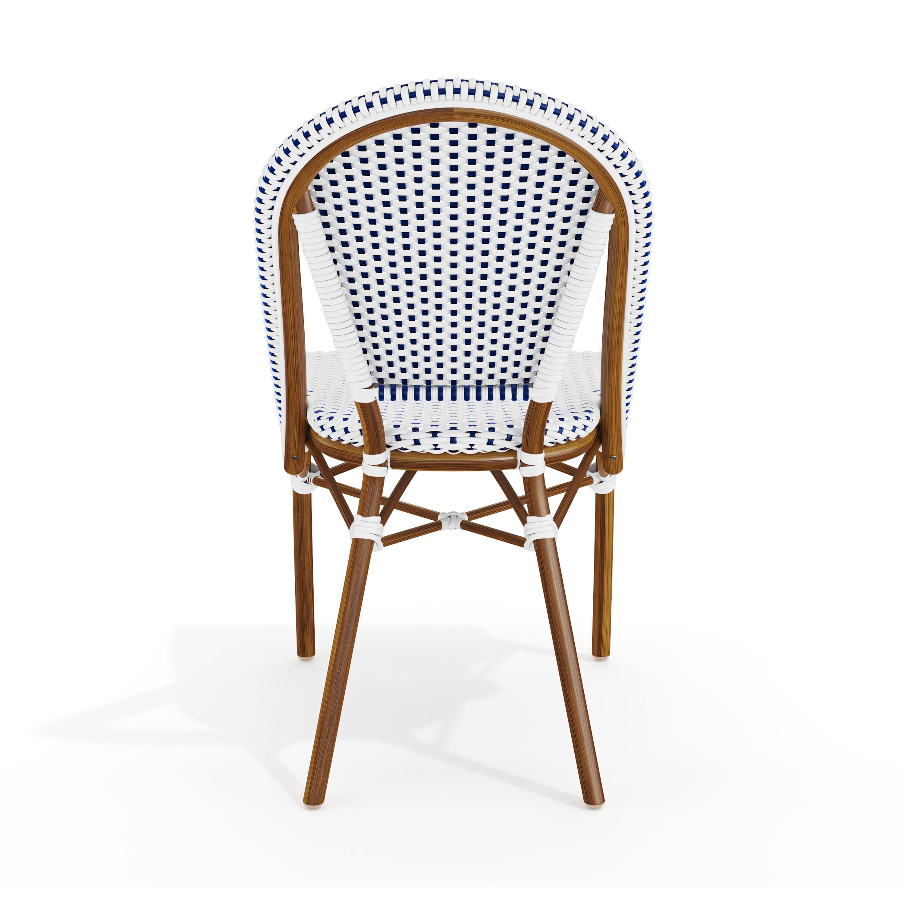 Alt View 8. Martha Stewart - Lily Pond All-Weather Stackable Patio Bistro Dining Chair - Navy & White/Natural Frame.