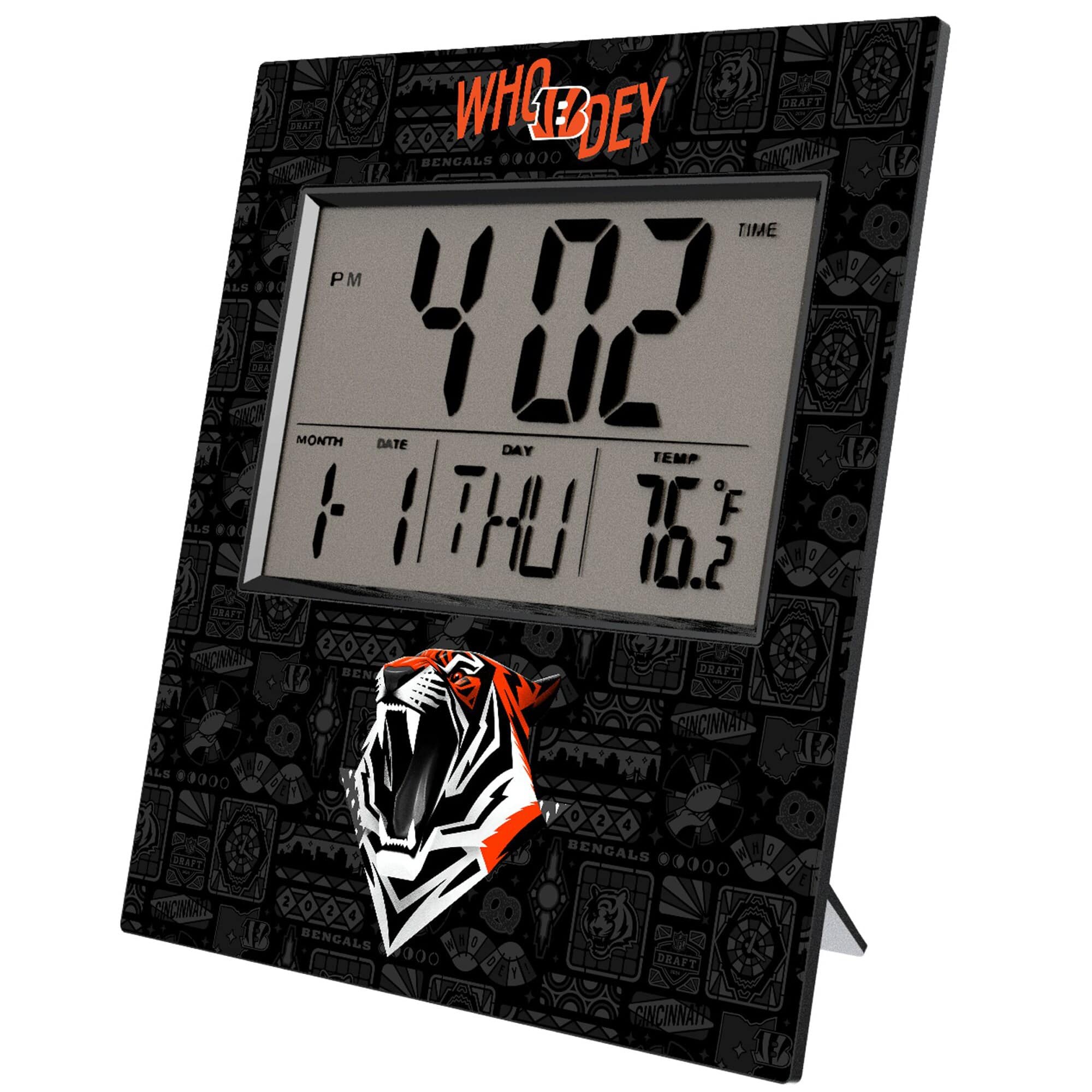 WHG? TDEY DRAFT BENGALS 0000 CINCINNATI 1 TIME PM ALS DER 402 MONTH DATE DAY 1V TEMP 1 THU 1 F 10.2 BEN DRAFT G7A M 2 BENGALS . BENGALS DRAFT 10