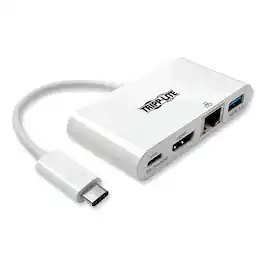 Tripp Lite - U444-06N-HGU-C 3 in. USB-A/USB-C PD Charging/Gigabit Ethernet USB 3.1 Gen 1 USB-C to HDMI Adapter - White