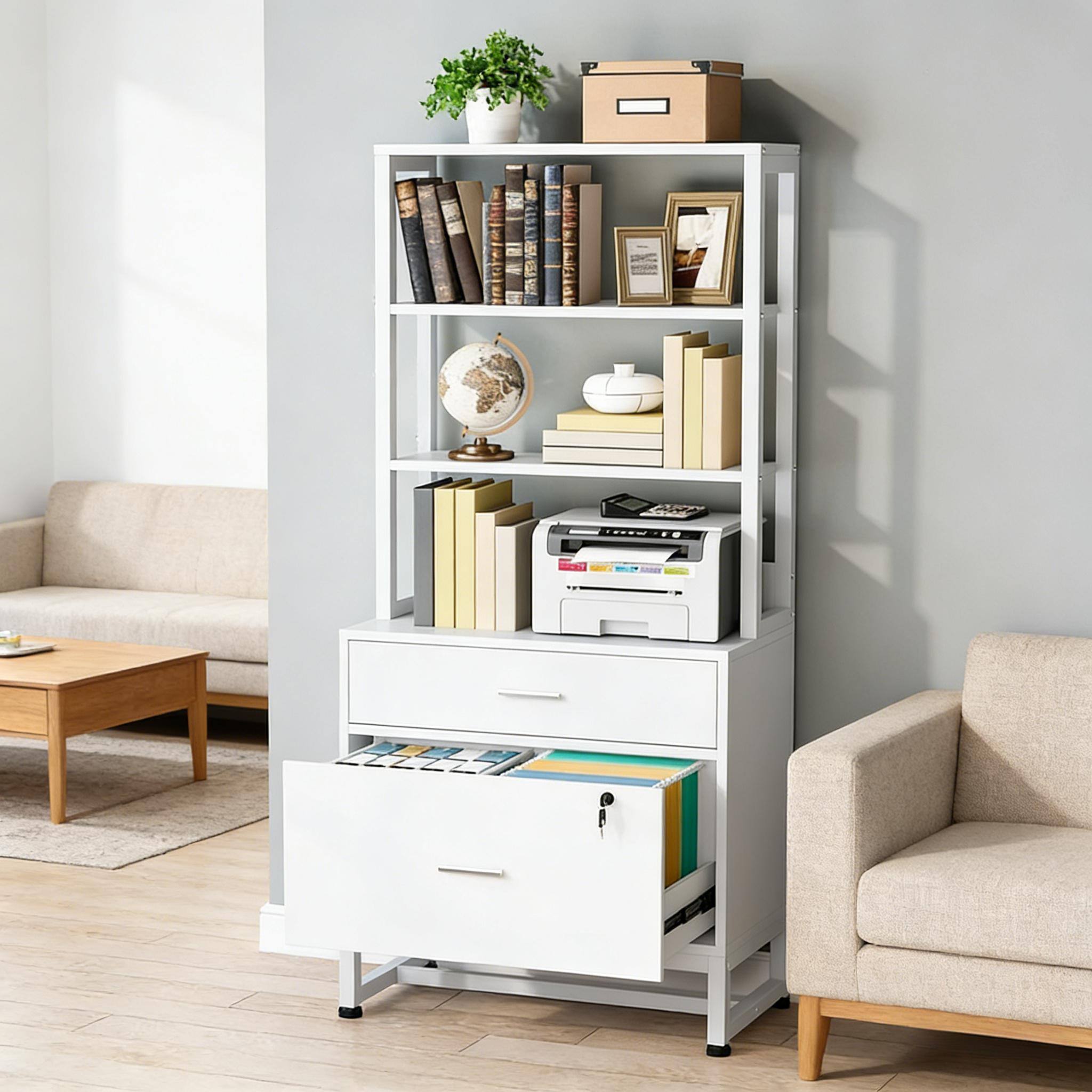 Angle. Forest'nSky - 2-Drawer Sturdy File Cabinet - Ample Storage for Office & Home.