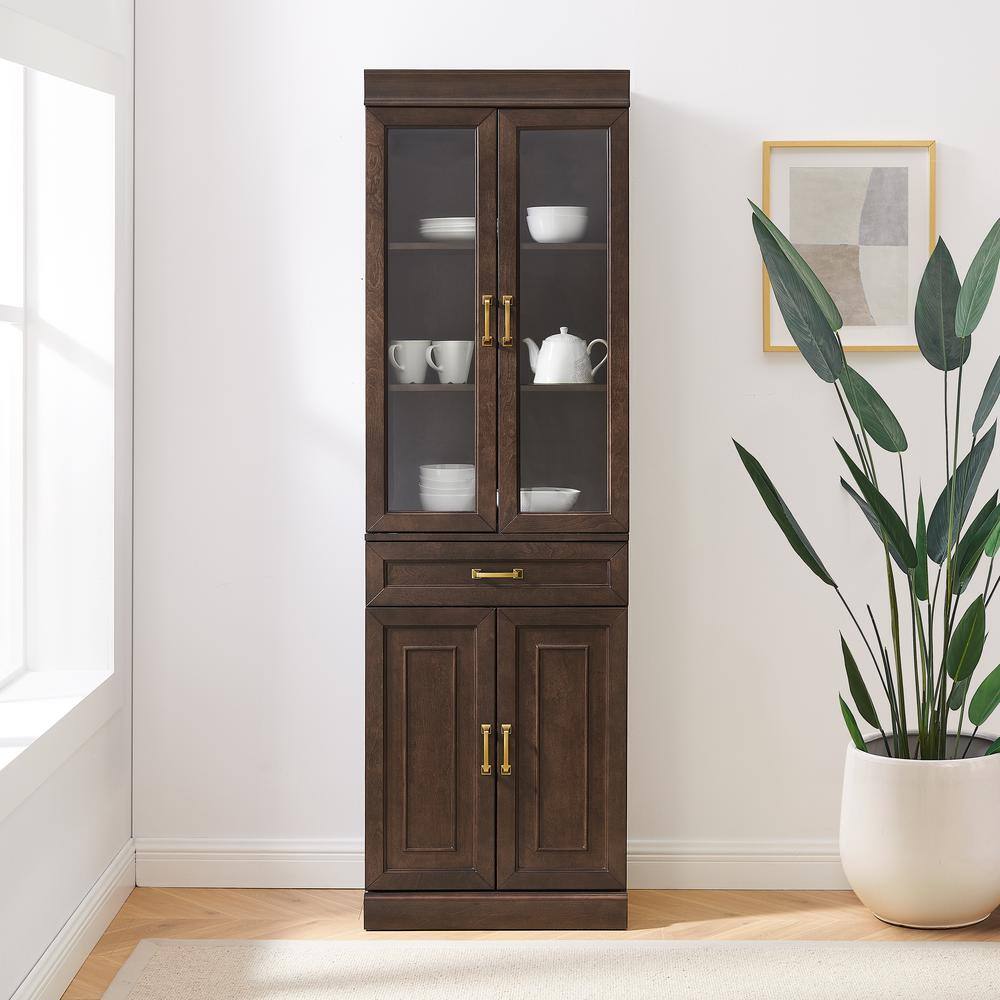 Alt View 5. Crosley Furniture - Stanton Glass Door Kitchen Storage Pantry Cabinet - Coffee.