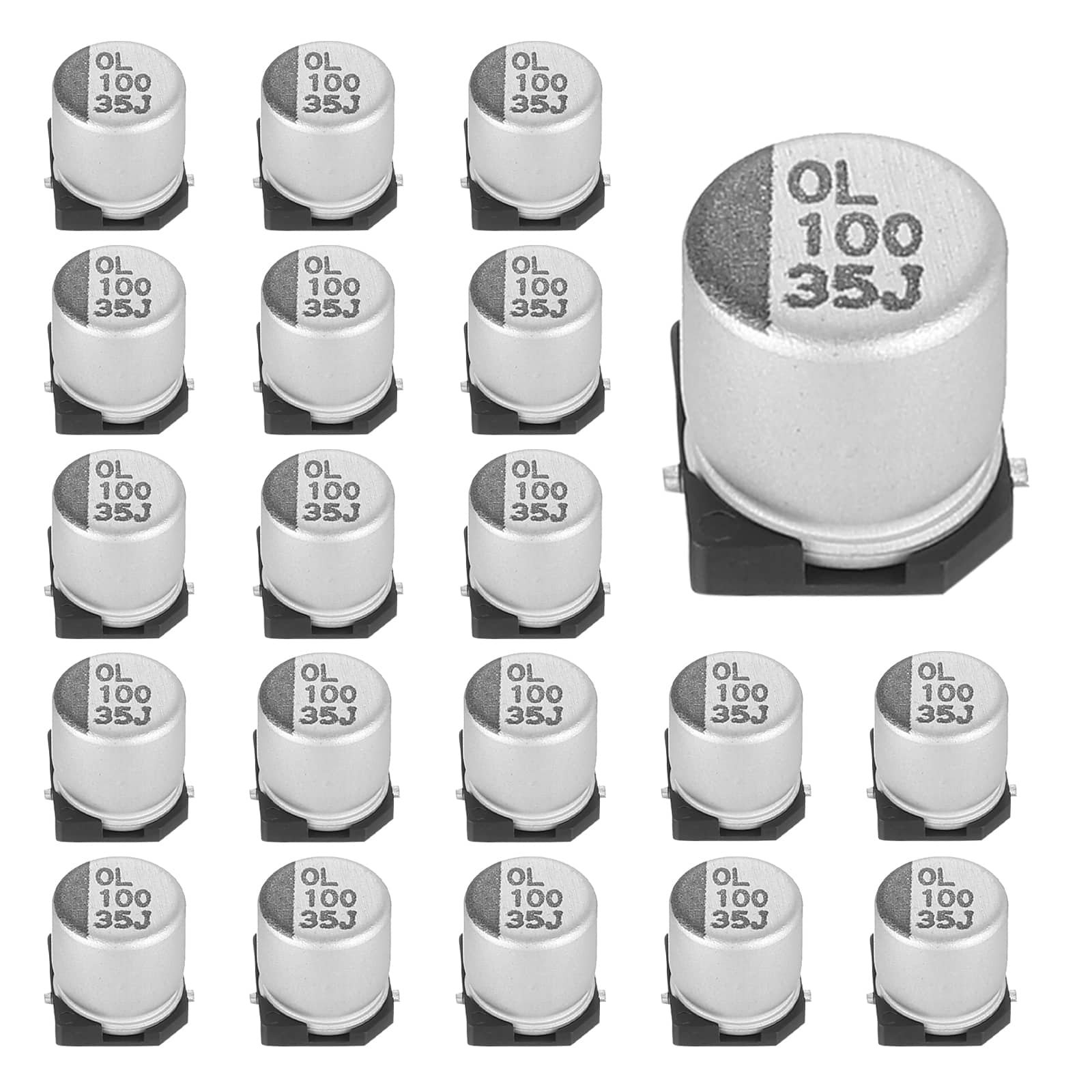 Unique Bargains - 100uF 35V SMD Aluminum Electrolytic Capacitor, Low Impedance, 6.3x7.7mm, 20pcs, for TV/Computer/DIY - Silver price history on PriceWatchPro