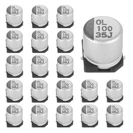 Unique Bargains - 100uF 35V SMD Aluminum Electrolytic Capacitor, Low Impedance, 6.3x7.7mm, 20pcs, for TV/Computer/DIY - Silver