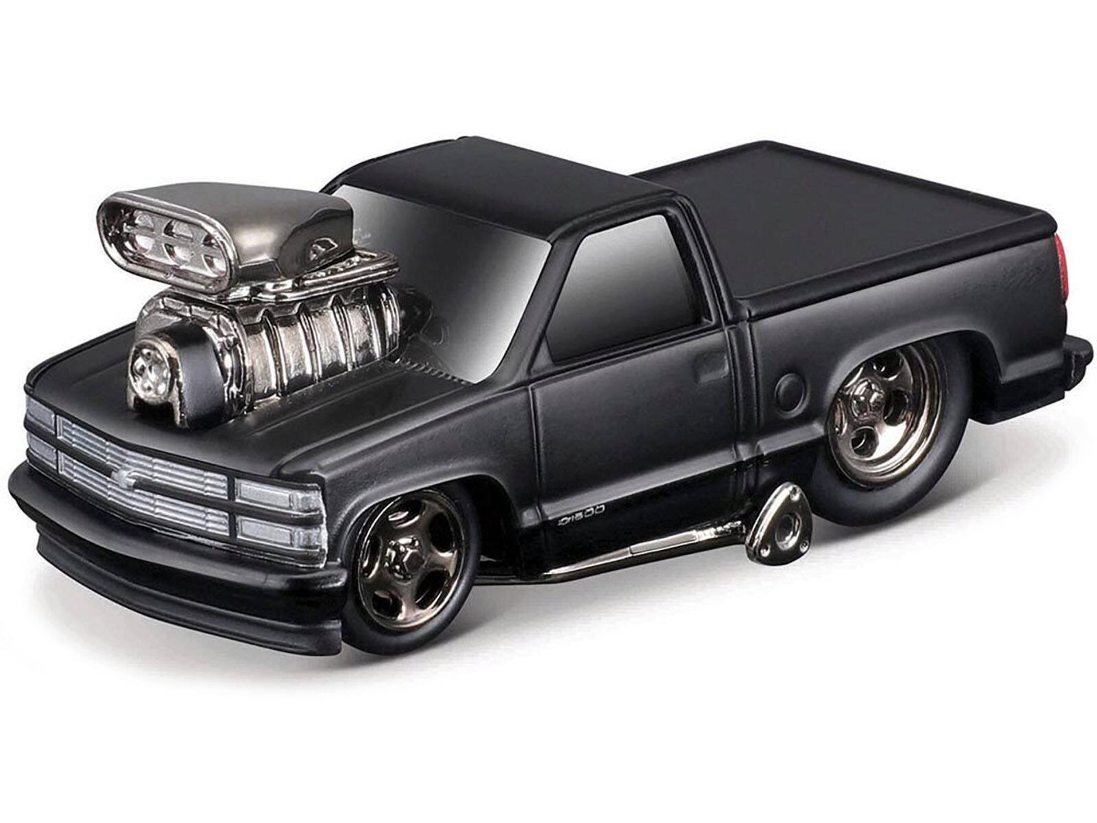 Alt View 1. Muscle Machines - 1993 Chevrolet 454 SS Pickup Truck Matt Black "Blackout Edition" 1/64 Die Cast Model Car by Muscle Machines.