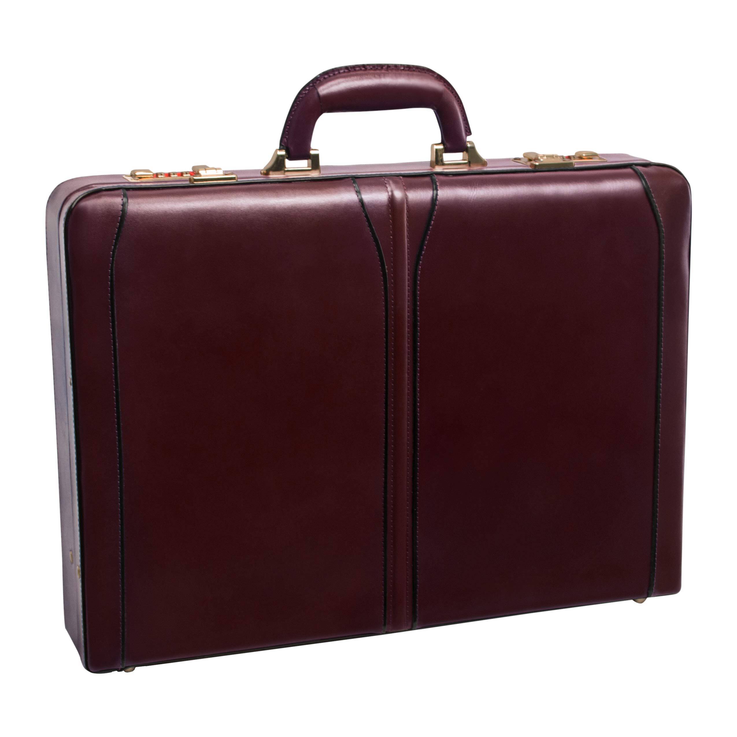 Alt View 4. McKleinUSA - Leather Laptop Tablet Briefcase Attache Business Slim 3-Digit Combination Lock Top Handle Protective Feet - Burgundy.