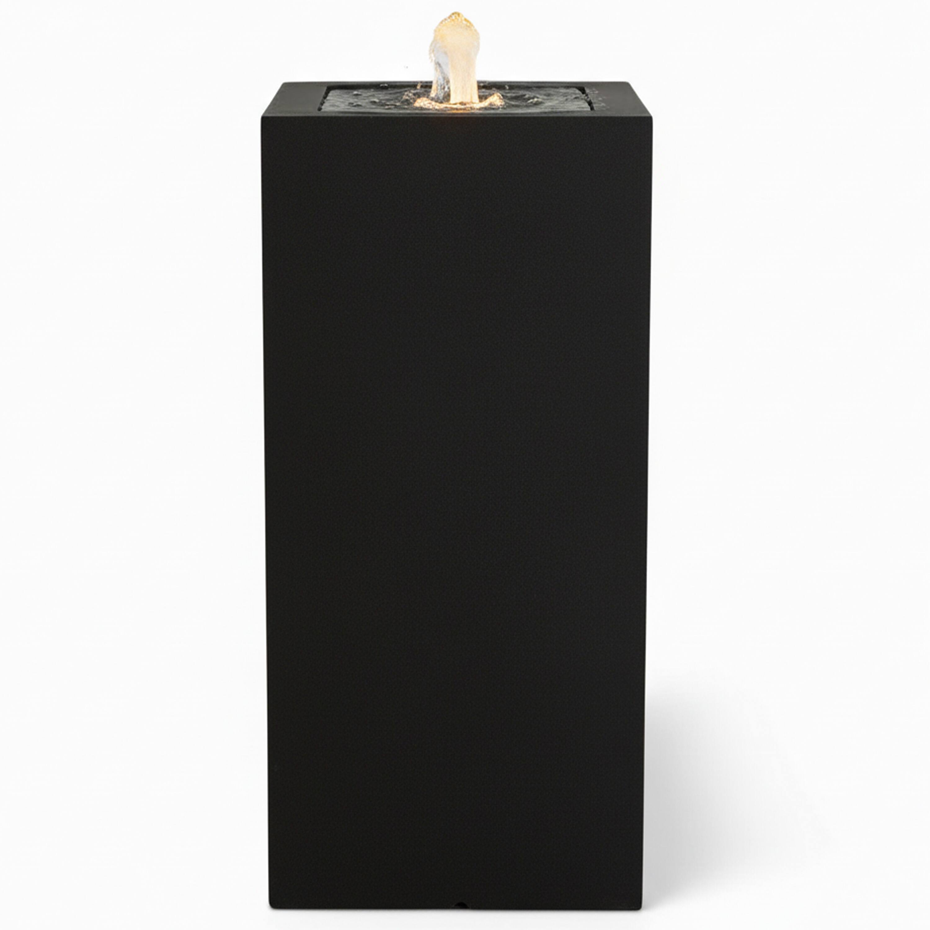 Alt View 10. Sunnydaze - Rectangle Polystone Outdoor Bubble Fountain with LED - Black.