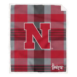 Pegasus - Nebraska Huskers 60" x 70" Plaid Steel Royal Plush Sherpa Blanket - Multicolor