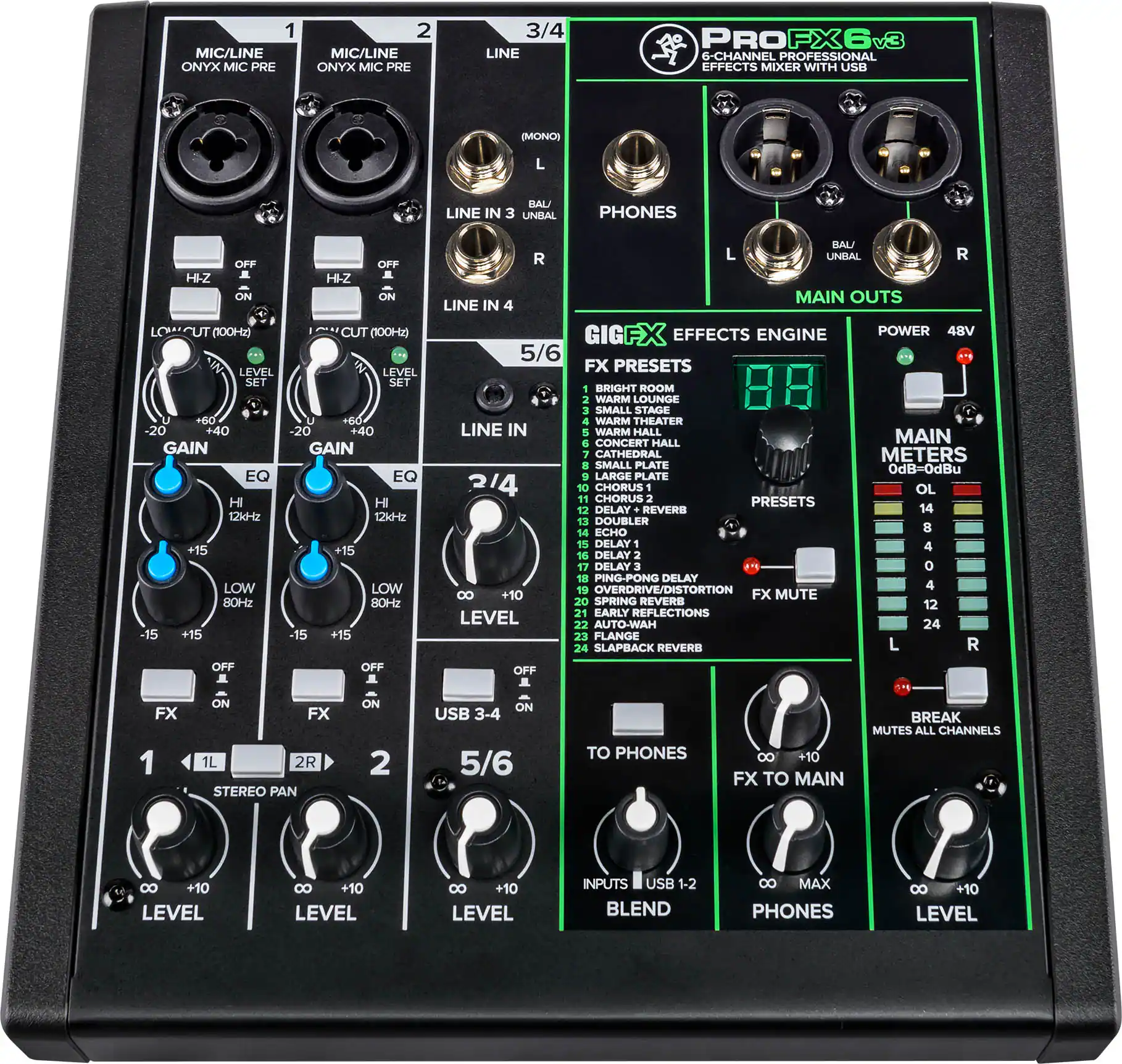 Alt View 12. Mackie - ProFX6v3 Professional Effects Mixer with USB - Black.