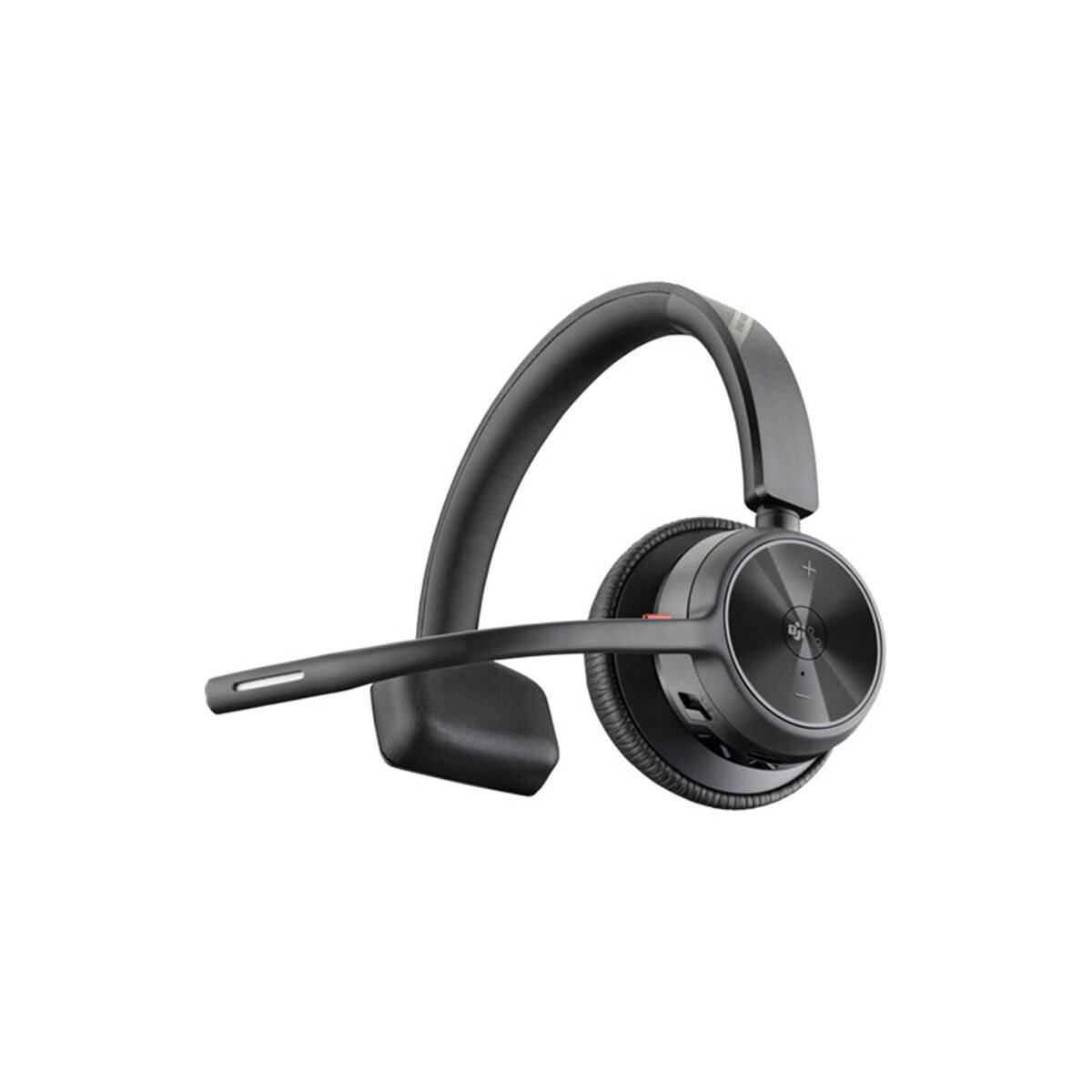 Alt View 1. HP - HP Poly Voyager 4310 UC Wireless Monoaural Headset with USB-A Adapter, Microsoft Teams Certified - Black.
