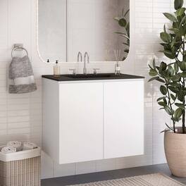 Modway - Bryn Wall-Mount Bathroom Vanity Basin Included - White Black