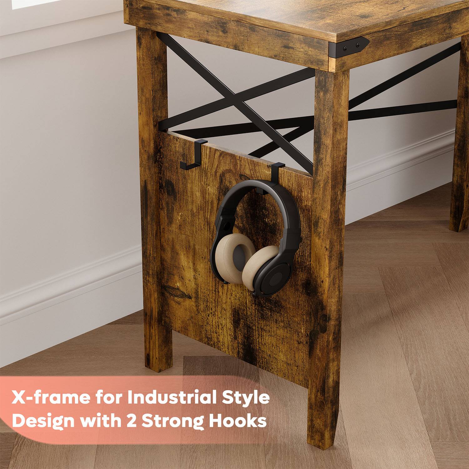 X-frame for Industrial Style Design with 2 Strong Hooks