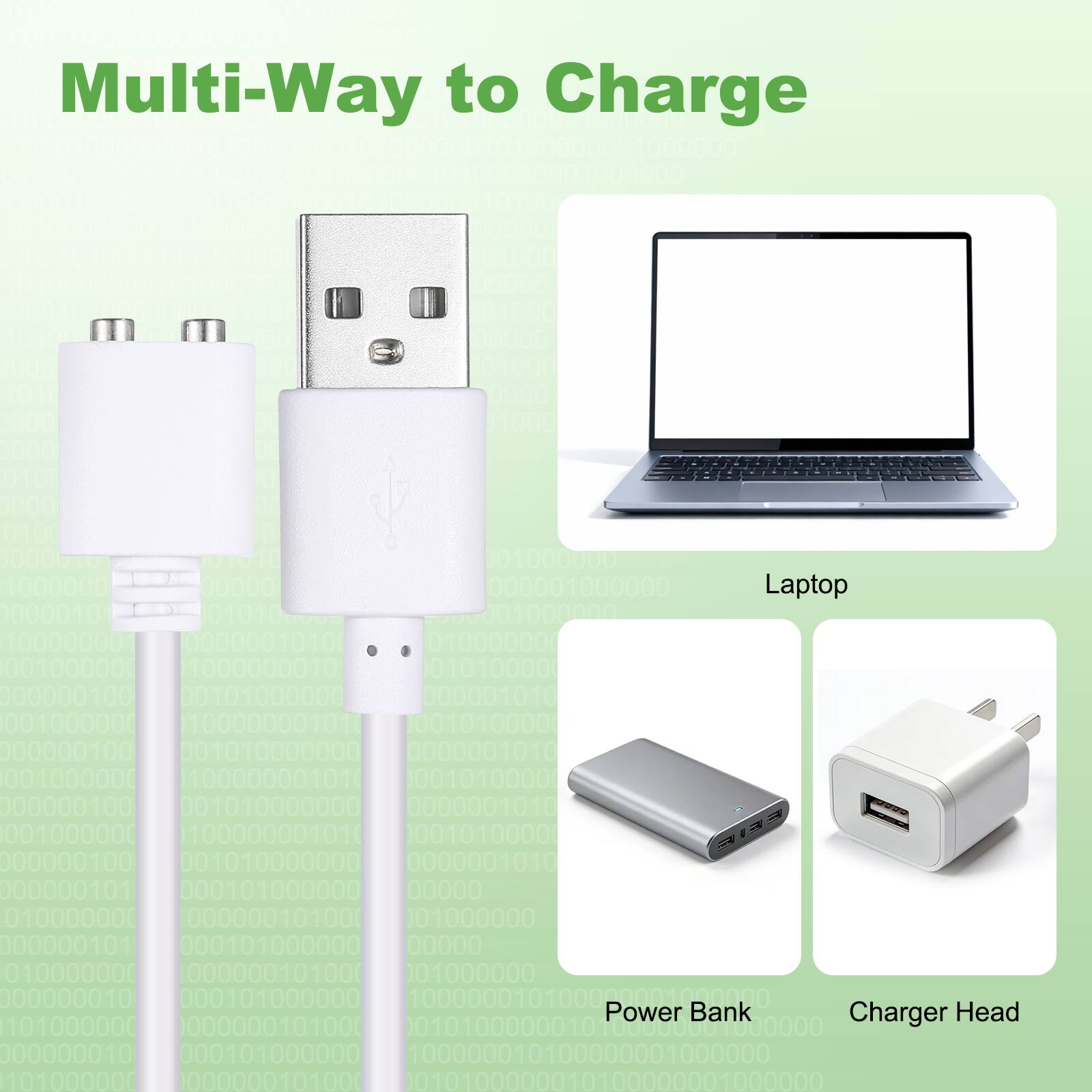 Multi-Way to Charge

Laptop
Power Bank
Charger Head